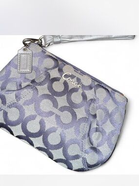 Coach Lavender and Silver Signature Wristlet Clutch